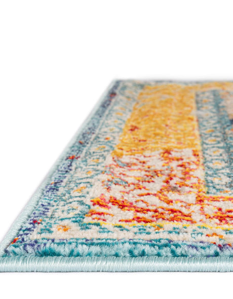 Blue 5' 1 x 8' Vita Rectangle Area Rug Colorful Vivid Vintage Style Modern Indoor Easy Clean Durable Carpet Mat for Home Interior Design for Sale at Rug Engine