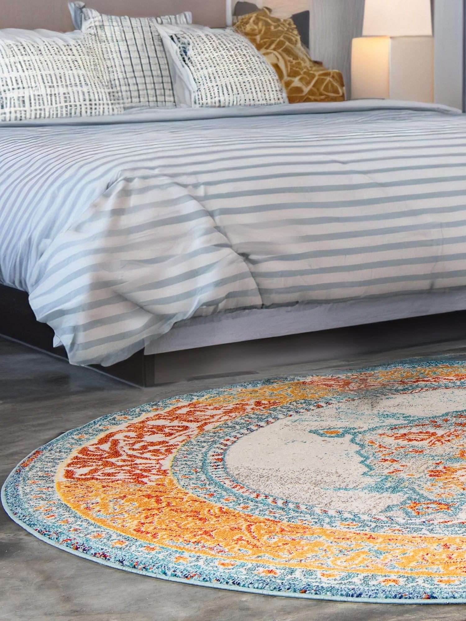 Blue 4' 1 x 4' 1 Vita Round Area Rug