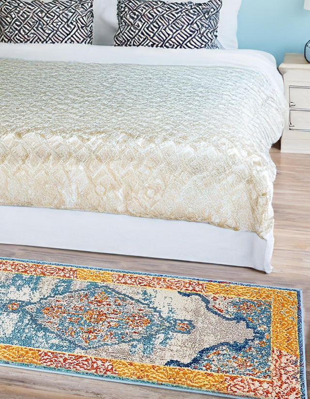 Blue 2' 7 x 10' Vita Runner Area Rug