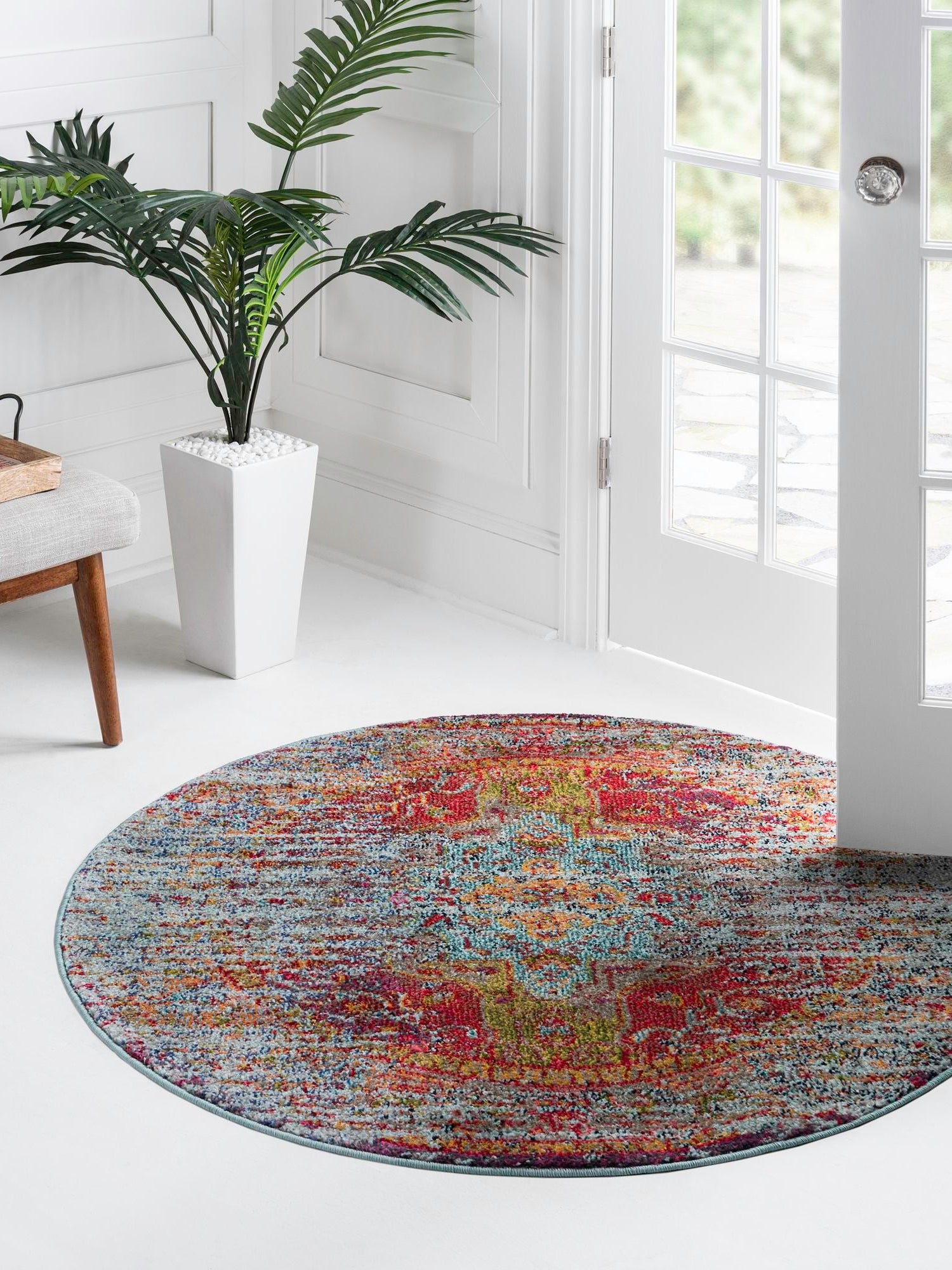 Blue 8' x 8' Vita Round Area Rug
