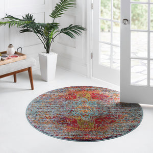 Blue 8' x 8' Vita Round Area Rug