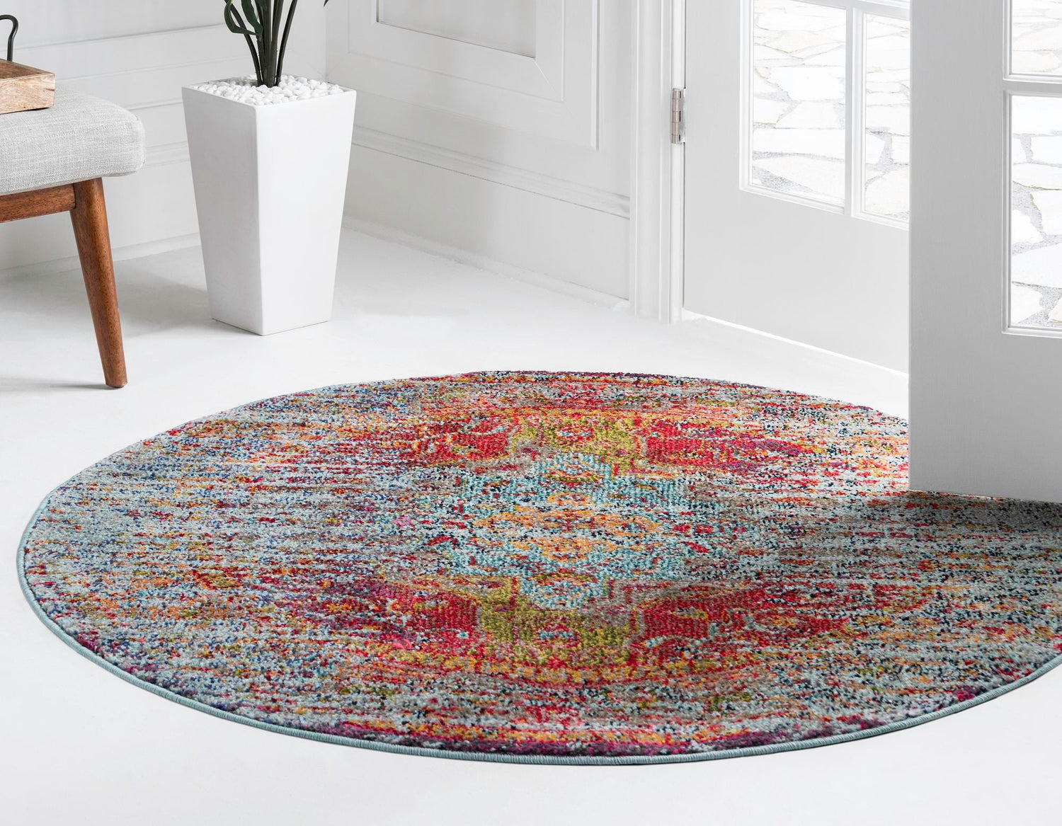 Blue 4' 1 x 4' 1 Vita Round Area Rug