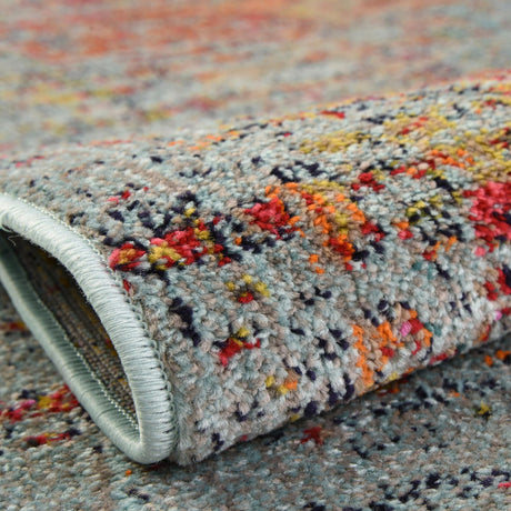 Blue 4' 1 x 4' 1 Vita Round Area Rug Colorful Vivid Vintage Style Modern Indoor Easy Clean Durable Carpet Mat for Home Interior Design for Sale at Rug Engine
