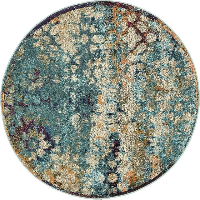 Blue 4' 1 x 4' 1 Vita Round Area Rug
