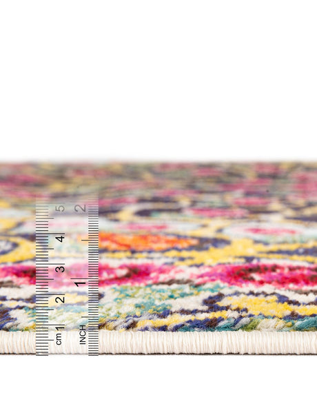 Multicolor 8' x 8' Vita Round Area Rug Colorful Vivid Vintage Style Modern Indoor Easy Clean Durable Carpet Mat for Home Interior Design for Sale at Rug Engine