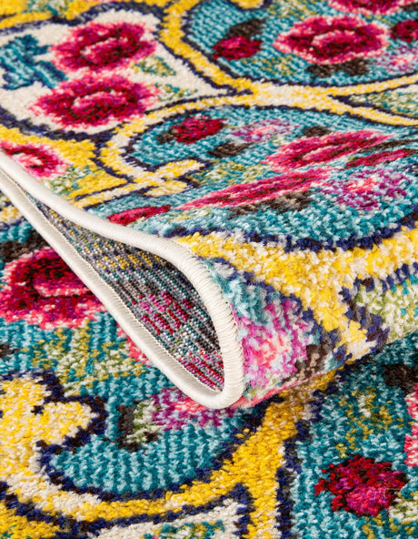 Multicolor 8' x 8' Vita Round Area Rug Colorful Vivid Vintage Style Modern Indoor Easy Clean Durable Carpet Mat for Home Interior Design for Sale at Rug Engine