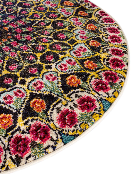Multicolor 8' x 8' Vita Round Area Rug Colorful Vivid Vintage Style Modern Indoor Easy Clean Durable Carpet Mat for Home Interior Design for Sale at Rug Engine