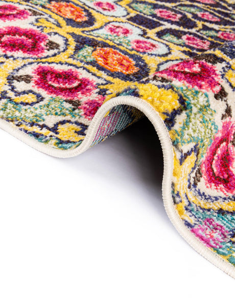 Multicolor 8' x 8' Vita Round Area Rug Colorful Vivid Vintage Style Modern Indoor Easy Clean Durable Carpet Mat for Home Interior Design for Sale at Rug Engine