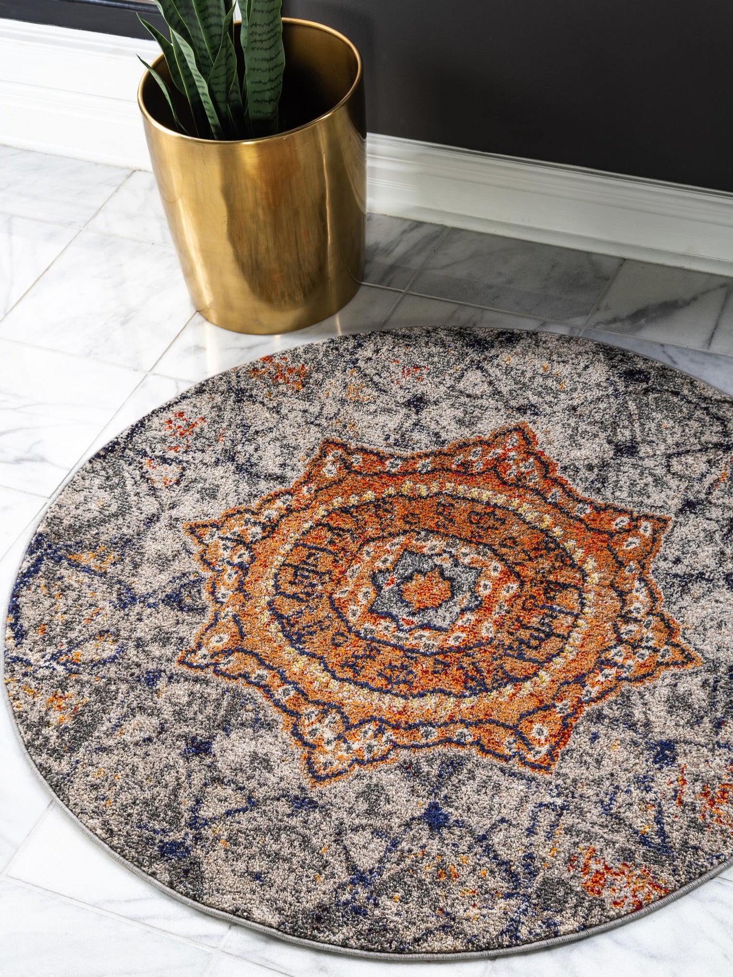 Gray 8' x 8' Vita Round Area Rug