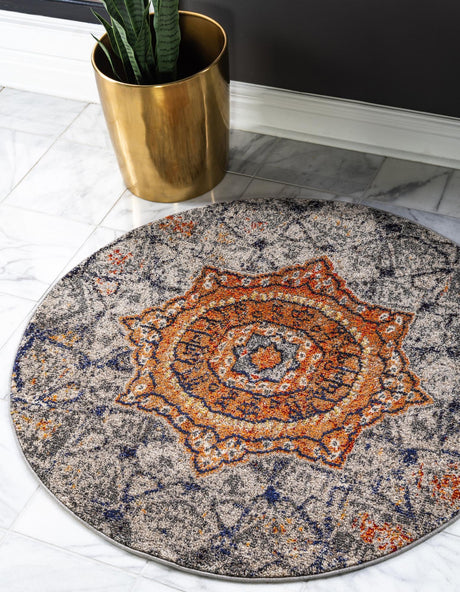 Gray 8' x 8' Vita Round Area Rug