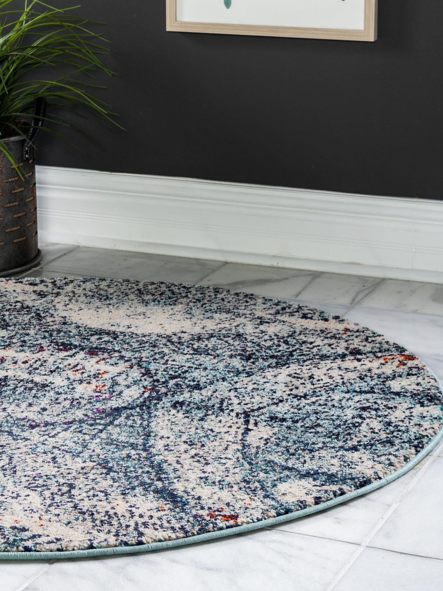 Blue 4' 1 x 4' 1 Vita Round Area Rug