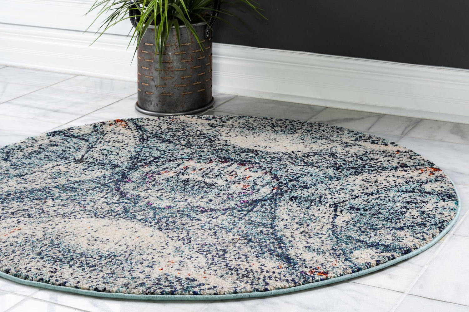 Blue 4' 1 x 4' 1 Vita Round Area Rug