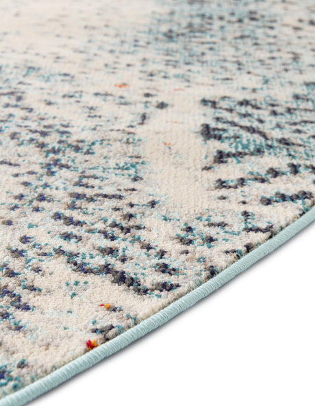 Blue 4' 1 x 4' 1 Vita Round Area Rug Colorful Vivid Vintage Style Modern Indoor Easy Clean Durable Carpet Mat for Home Interior Design for Sale at Rug Engine