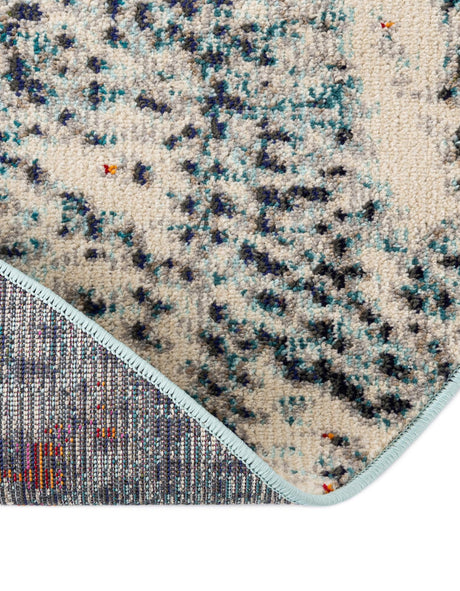 Blue 8' x 8' Vita Round Area Rug Colorful Vivid Vintage Style Modern Indoor Easy Clean Durable Carpet Mat for Home Interior Design for Sale at Rug Engine