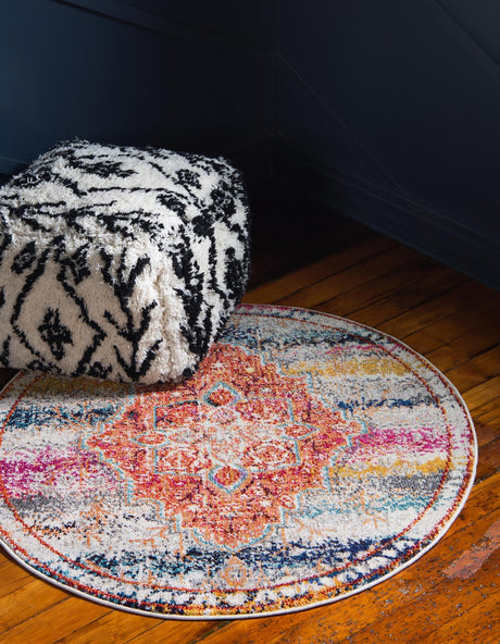 Multicolor 8' x 8' Vita Round Area Rug