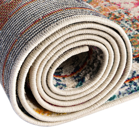 Multicolor 8' x 8' Vita Round Area Rug Colorful Vivid Vintage Style Modern Indoor Easy Clean Durable Carpet Mat for Home Interior Design for Sale at Rug Engine