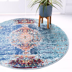 Turquoise 8' x 8' Vita Round Area Rug