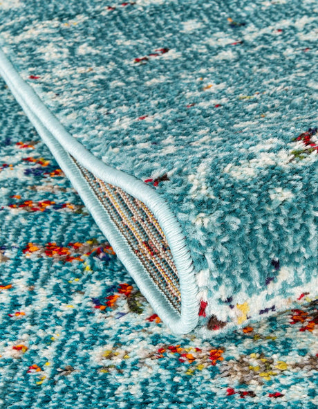 Turquoise 4' 1 x 4' 1 Vita Round Area Rug Colorful Vivid Vintage Style Modern Indoor Easy Clean Durable Carpet Mat for Home Interior Design for Sale at Rug Engine