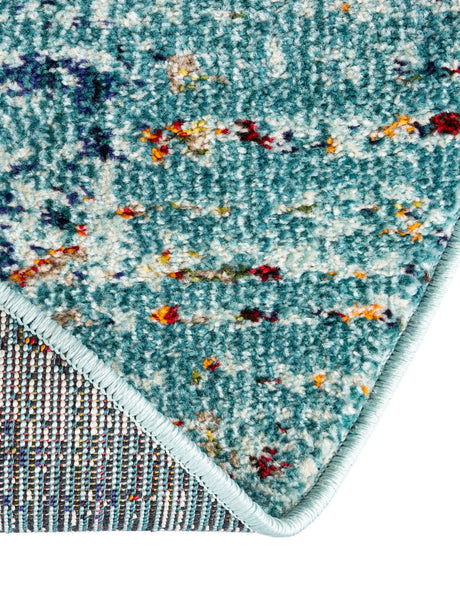 Turquoise 4' 1 x 4' 1 Vita Round Area Rug Colorful Vivid Vintage Style Modern Indoor Easy Clean Durable Carpet Mat for Home Interior Design for Sale at Rug Engine