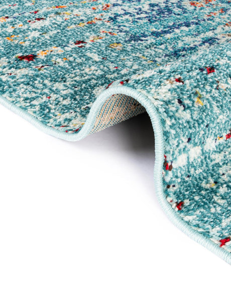 Turquoise 4' 1 x 4' 1 Vita Round Area Rug Colorful Vivid Vintage Style Modern Indoor Easy Clean Durable Carpet Mat for Home Interior Design for Sale at Rug Engine