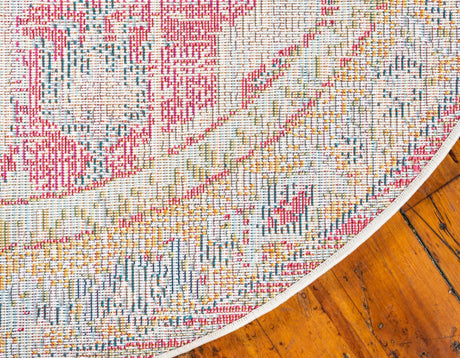 Multicolor 4' 1 x 4' 1 Vita Round Area Rug Colorful Vivid Vintage Style Modern Indoor Easy Clean Durable Carpet Mat for Home Interior Design for Sale at Rug Engine