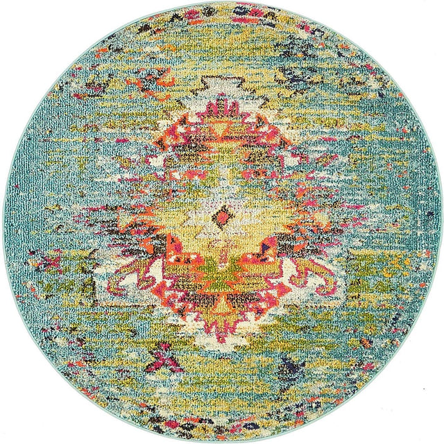 Turquoise 4' 1 x 4' 1 Vita Round Area Rug