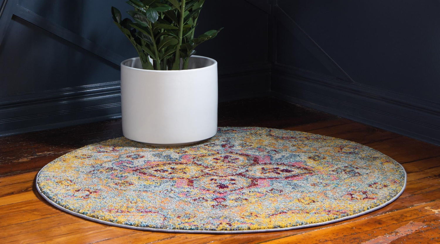 Yellow 8' x 8' Vita Round Area Rug