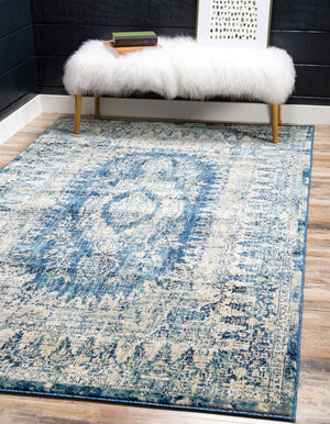 Navy Blue 5' 1 x 8' Oslo Rectangle Area Rug 100% Polypropylene Traditional Classic Vintage Distressed Carpet for Indoor Home Decor for Sale at Rug Engine