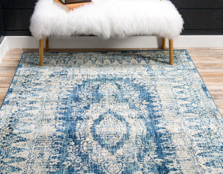 Navy Blue 5' 1 x 8' Oslo Rectangle Area Rug 100% Polypropylene Traditional Classic Vintage Distressed Carpet for Indoor Home Decor for Sale at Rug Engine