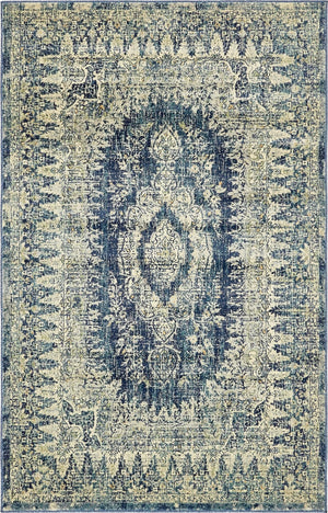 Navy Blue 5' 1 x 8' Oslo Rectangle Area Rug 100% Polypropylene Traditional Classic Vintage Distressed Carpet for Indoor Home Decor for Sale at Rug Engine