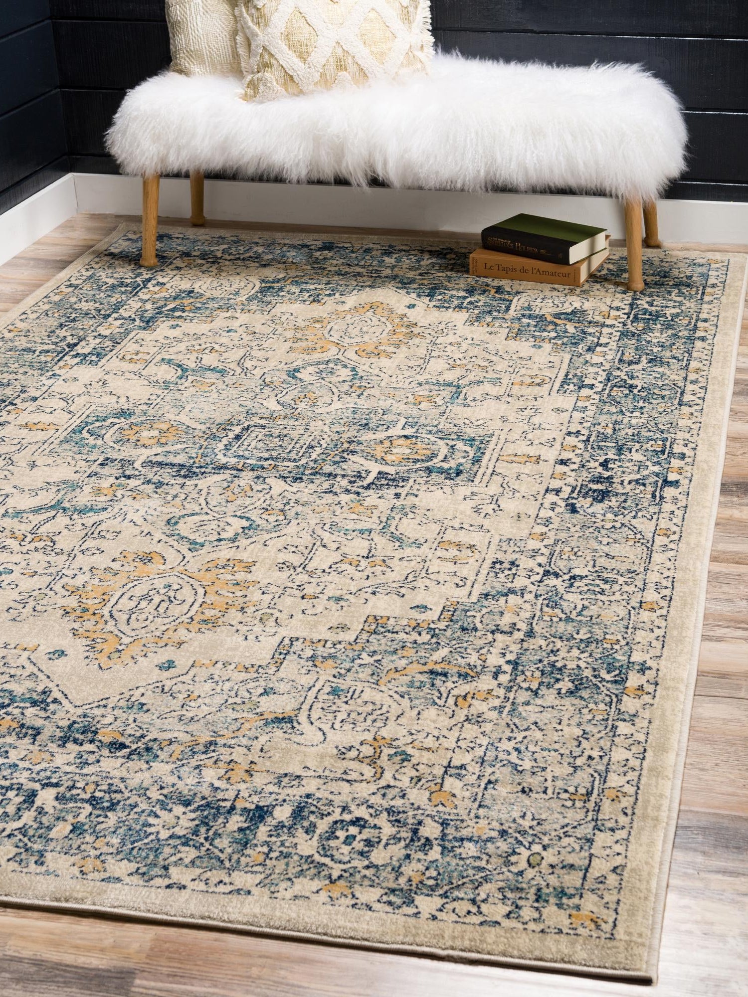 Beige 5' 1 x 8' Oslo Rectangle Area Rug 100% Polypropylene Traditional Classic Vintage Distressed Carpet for Indoor Home Decor for Sale at Rug Engine