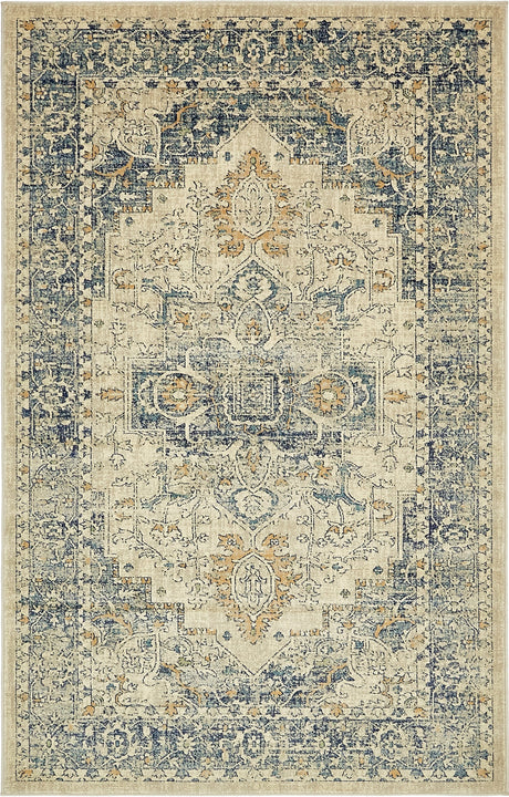 Beige 5' 1 x 8' Oslo Rectangle Area Rug 100% Polypropylene Traditional Classic Vintage Distressed Carpet for Indoor Home Decor for Sale at Rug Engine