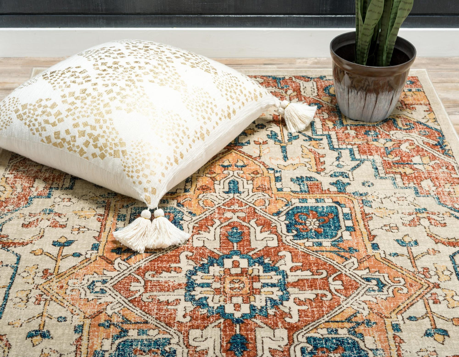 Beige 5' 1 x 8' Oslo Rectangle Area Rug 100% Polypropylene Traditional Classic Vintage Distressed Carpet for Indoor Home Decor for Sale at Rug Engine