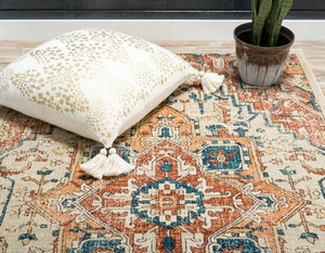 Beige 5' 1 x 8' Oslo Rectangle Area Rug 100% Polypropylene Traditional Classic Vintage Distressed Carpet for Indoor Home Decor for Sale at Rug Engine