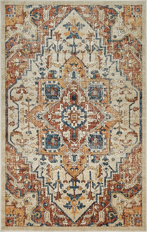 Beige 5' 1 x 8' Oslo Rectangle Area Rug 100% Polypropylene Traditional Classic Vintage Distressed Carpet for Indoor Home Decor for Sale at Rug Engine