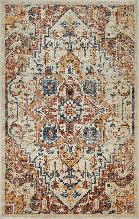 Beige 5' 1 x 8' Oslo Rectangle Area Rug 100% Polypropylene Traditional Classic Vintage Distressed Carpet for Indoor Home Decor for Sale at Rug Engine