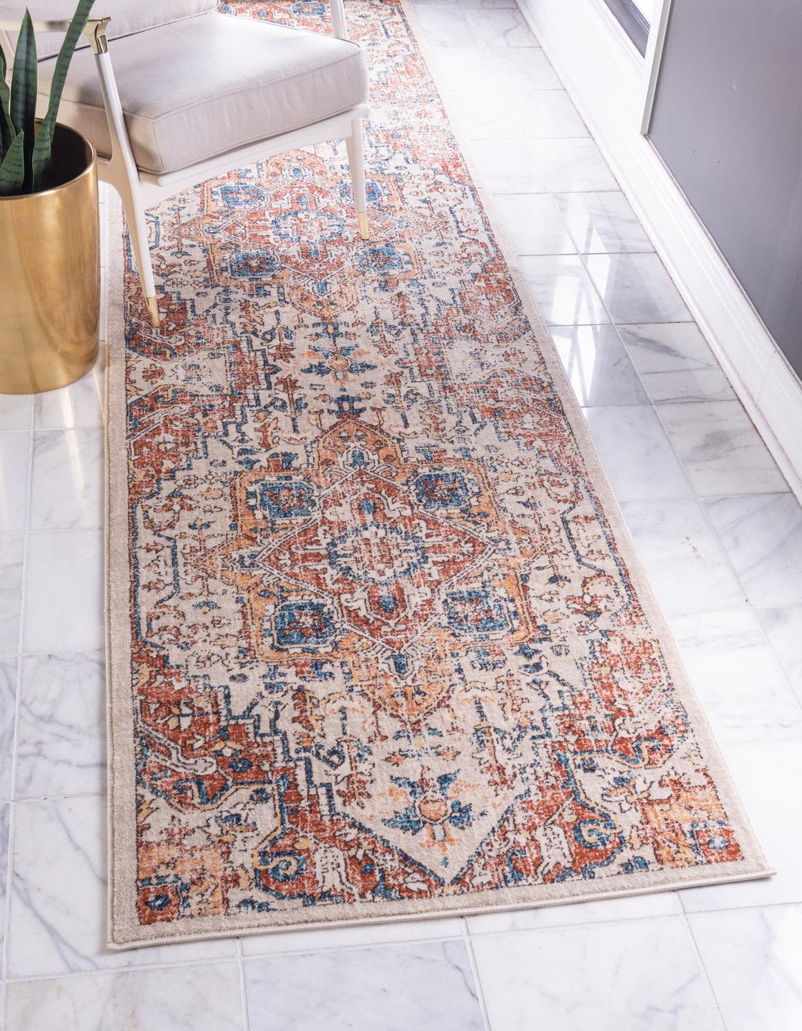 Beige 2' 7 x 10' Oslo Runner Area Rug 100% Polypropylene Traditional Classic Vintage Distressed Carpet for Indoor Home Decor for Sale at Rug Engine