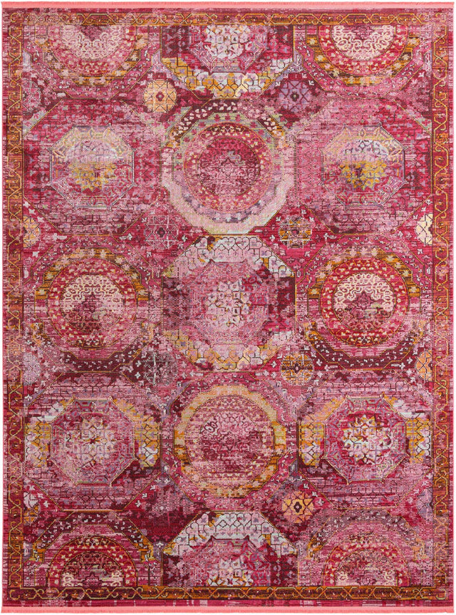 Pink 10' x 13' Baracoa Rectangle Area Rug 100% Polypropylene Distressed Vintage Living Dining Room Office Traditional Carpet for Sale at Rug Engine