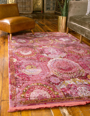 Pink 10' x 14' 1 Baracoa Rectangle Area Rug 100% Polypropylene Distressed Vintage Living Dining Room Office Traditional Carpet for Sale at Rug Engine