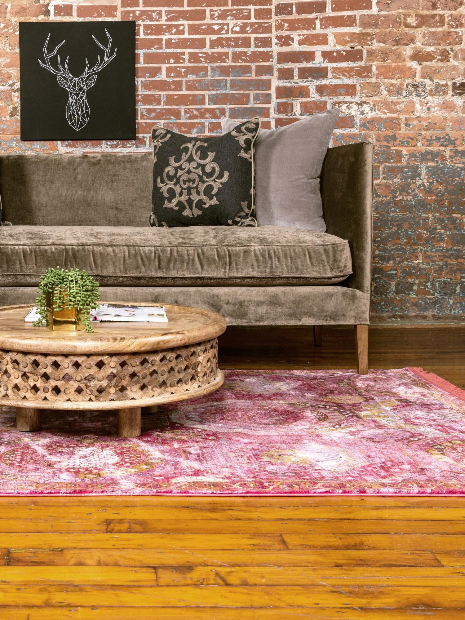 Pink 5' 5 x 8' Baracoa Rectangle Area Rug Discounted Clearance Final Sale 100% Polypropylene Distressed Vintage Living Dining Room Office Traditional Carpet for Sale at Rug Engine