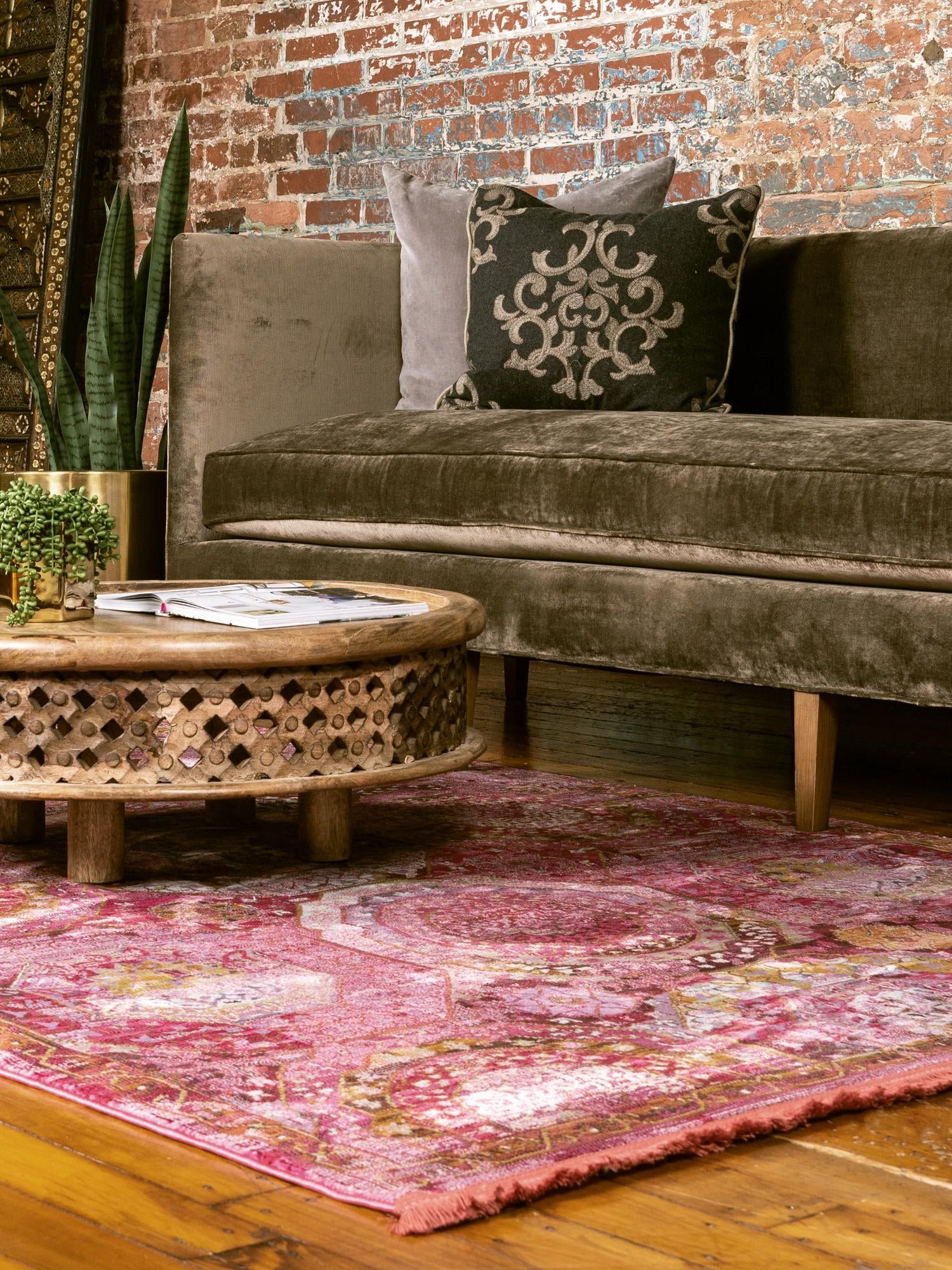 Pink 7' x 10' Baracoa Rectangle Area Rug 100% Polypropylene Distressed Vintage Living Dining Room Office Traditional Carpet for Sale at Rug Engine