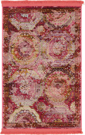 Pink 2' 2 x 3' Baracoa Rectangle Area Rug 100% Polypropylene Distressed Vintage Living Dining Room Office Traditional Carpet for Sale at Rug Engine