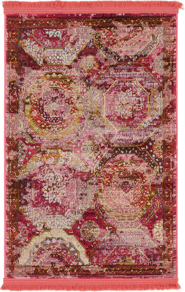 Pink 2' 2 x 3' Baracoa Rectangle Area Rug 100% Polypropylene Distressed Vintage Living Dining Room Office Traditional Carpet for Sale at Rug Engine