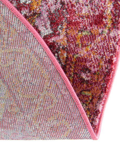 Pink 7' 1 x 7' 1 Baracoa Round Area Rug 100% Polypropylene Distressed Vintage Living Dining Room Office Traditional Carpet for Sale at Rug Engine