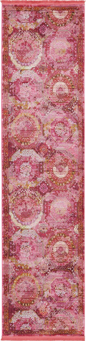 Pink 2' 7 x 10' Baracoa Runner Area Rug 100% Polypropylene Distressed Vintage Living Dining Room Office Traditional Carpet for Sale at Rug Engine