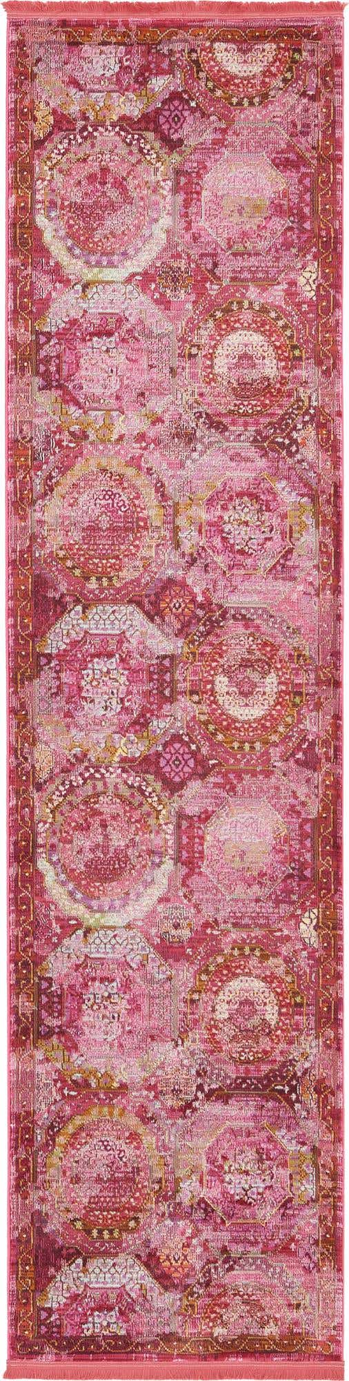 Pink 2' 7 x 10' Baracoa Runner Area Rug 100% Polypropylene Distressed Vintage Living Dining Room Office Traditional Carpet for Sale at Rug Engine
