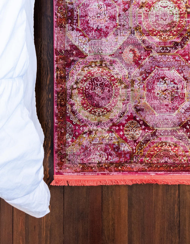 Pink 2' 7 x 14' 1 Baracoa Runner Area Rug 100% Polypropylene Distressed Vintage Living Dining Room Office Traditional Carpet for Sale at Rug Engine