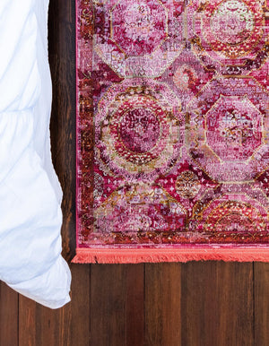 Pink 2' 2 x 5' 3 Baracoa Runner Area Rug 100% Polypropylene Distressed Vintage Living Dining Room Office Traditional Carpet for Sale at Rug Engine