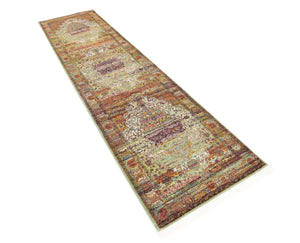 Cream 2' 7 x 10' Baracoa Runner Area Rug 100% Polypropylene Distressed Vintage Living Dining Room Office Traditional Carpet for Sale at Rug Engine