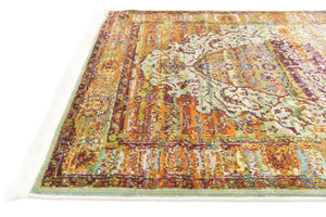 Cream 2' 7 x 10' Baracoa Runner Area Rug 100% Polypropylene Distressed Vintage Living Dining Room Office Traditional Carpet for Sale at Rug Engine